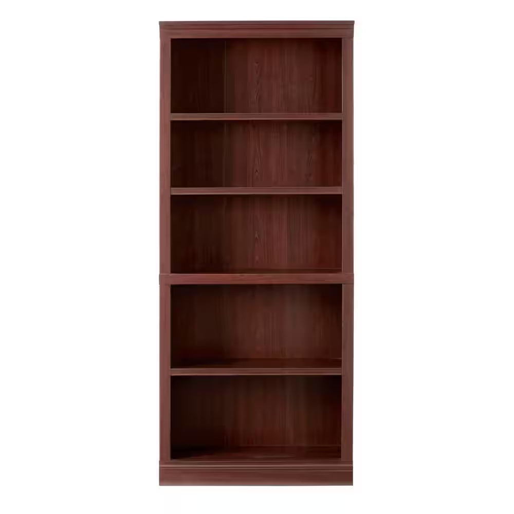 71 In. Dark Brown Wood 5-Shelf Classic Bookcase with Adjustable Shelves