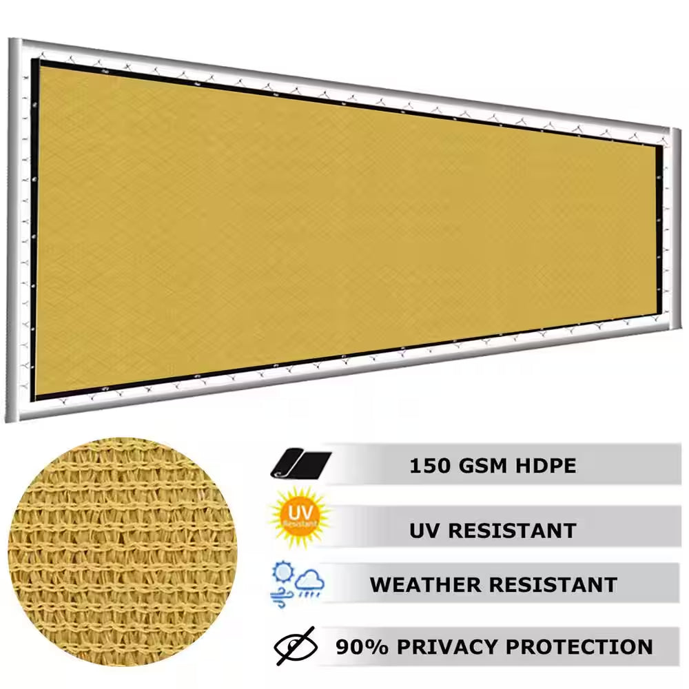 5 Ft. X 50 Ft. Privacy Screen Fence Heavy-Duty Protective Covering Mesh Fencing for Patio Lawn Garden Balcony Sand