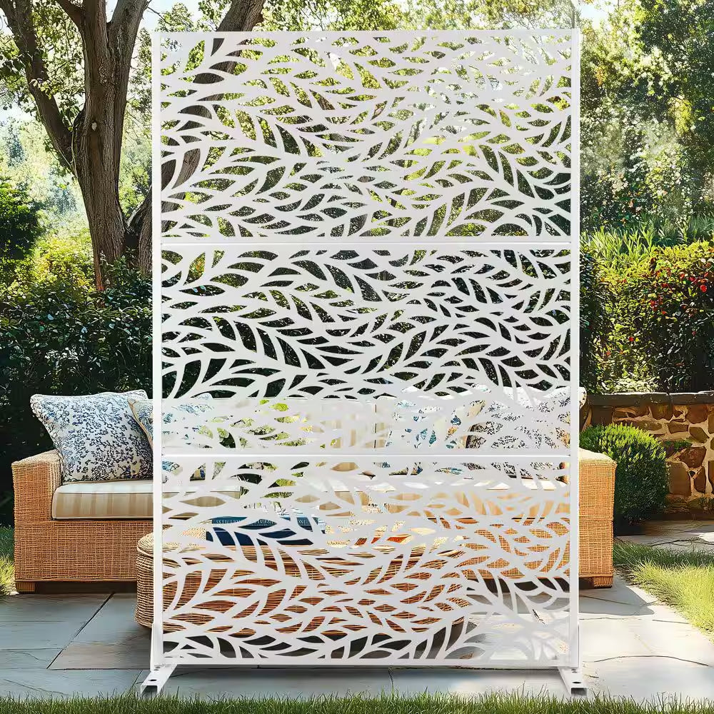 72 In. H X 47 W Metal Privacy Screen for Deck Patio Balcony Garden, Freestanding Decorative Privacy Screen and Panels