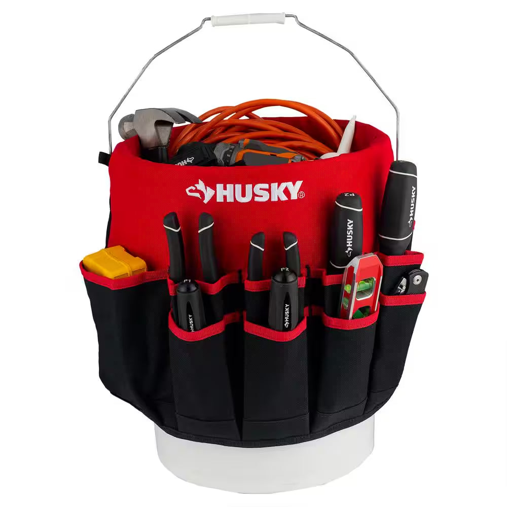 12 In. 30 Pocket Heavy Duty Bucket Jockey 5 Gallon In-Bucket Storage Tool Bag