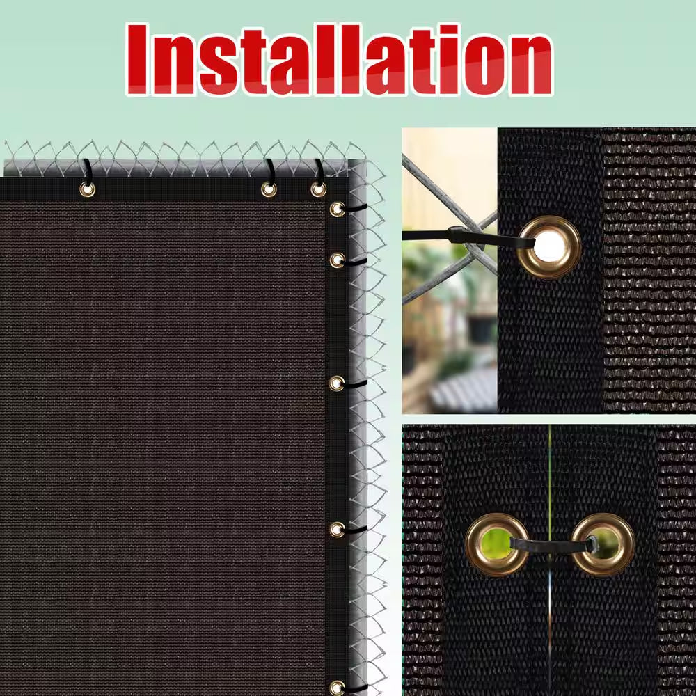 3 Ft. X 10 Ft. Brown Privacy Fence Screen Mesh Fabric Cover Windscreen with Reinforced Grommets for Garden Fence
