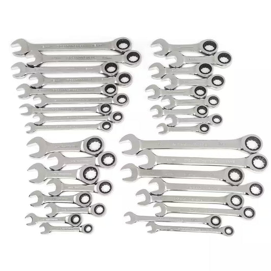 Sae/Metric 72-Tooth Standard and Stubby Combination Ratcheting Wrench Set (34-Piece)