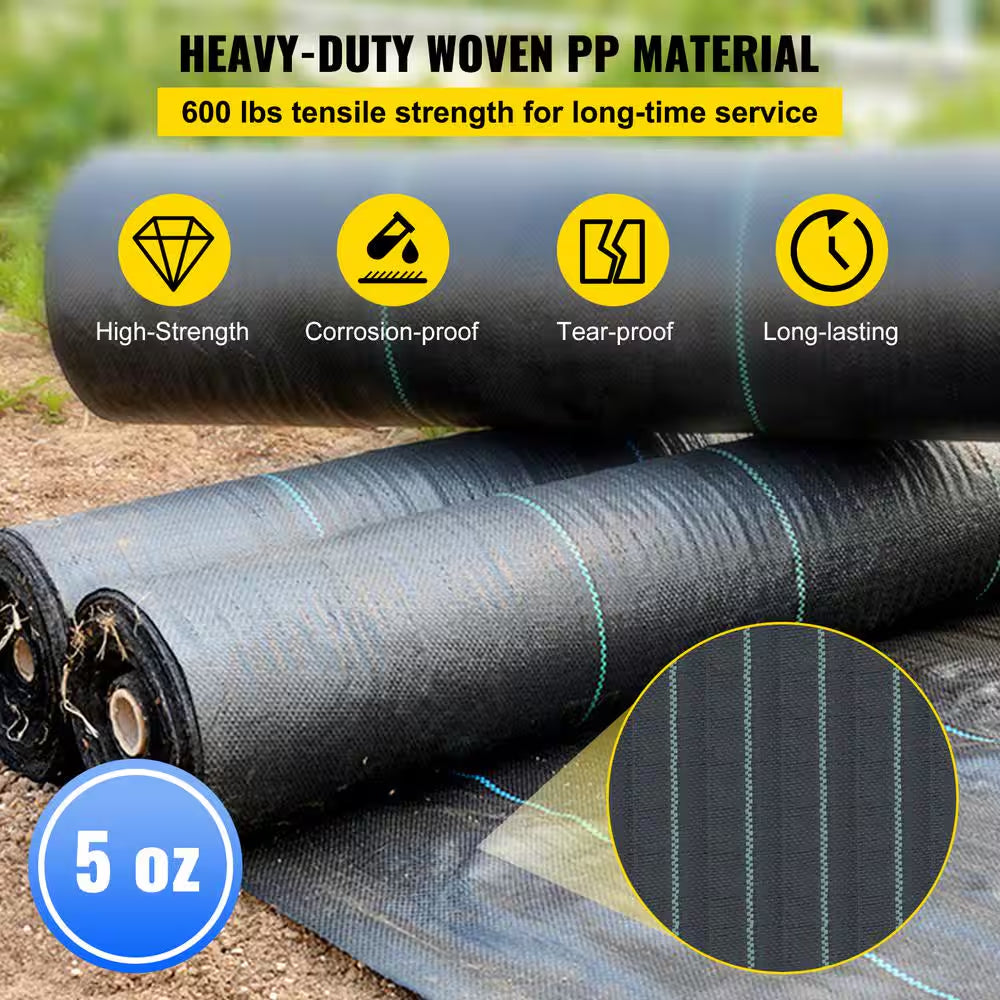 13 Ft. X 108 Ft. Commercial Grade Driveway Fabric Weed Barrier Landscape Fabric for Walking Path