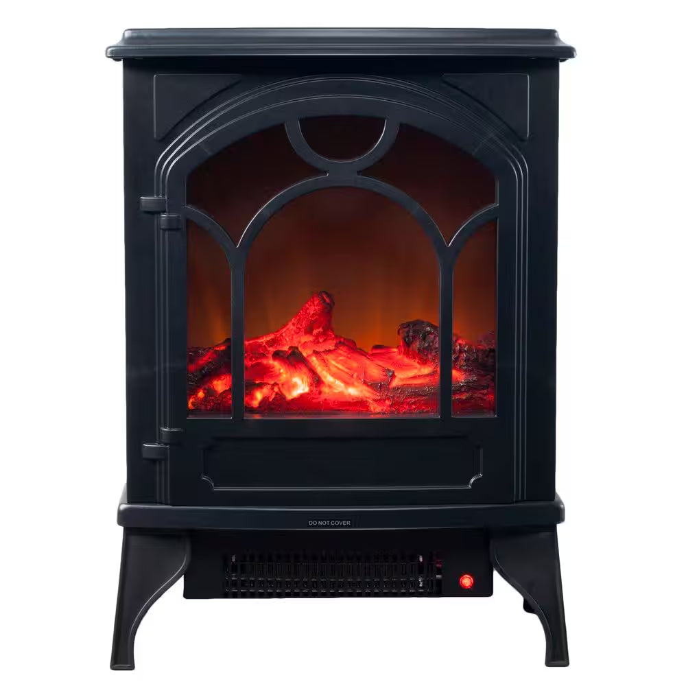 21.5 In. Freestanding Classic Electric Log Fireplace in Black