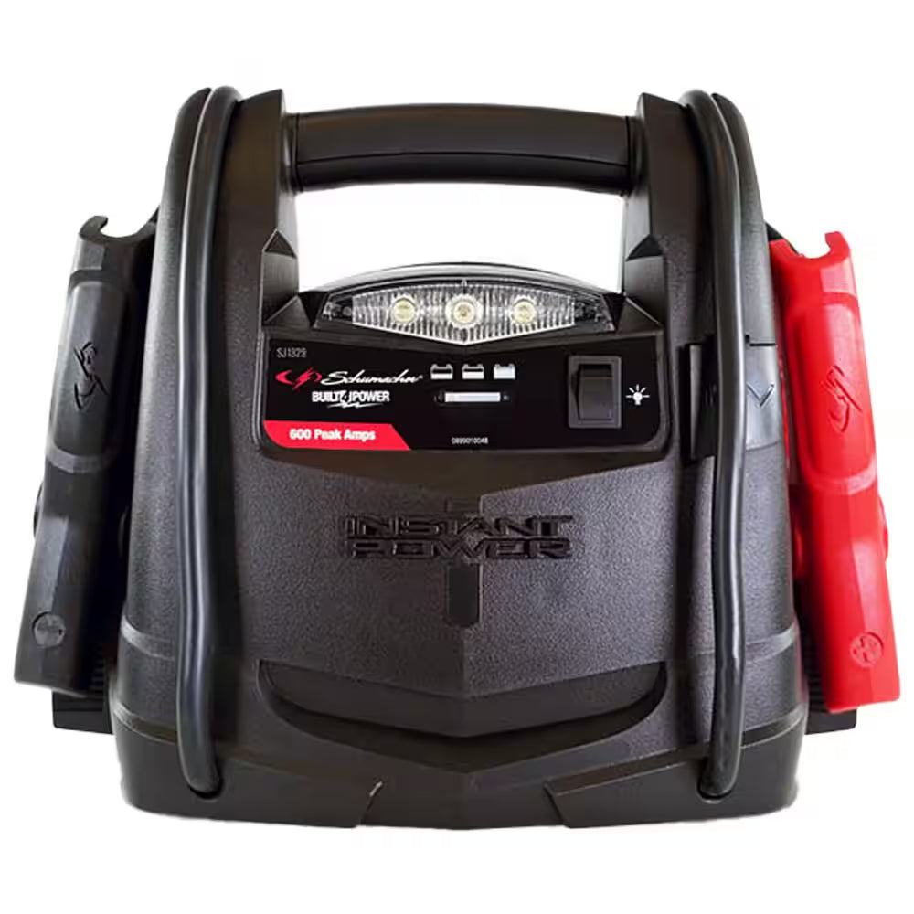 Automotive Portable Power Station and 600 Peak Amp Jump Starter with 12-Volt DC Outlet and LED Area Light