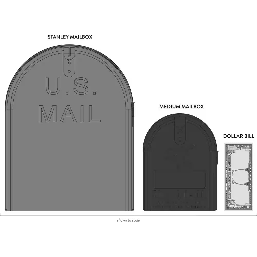 Stanley Black, Extra Large, Steel, Post Mount Mailbox