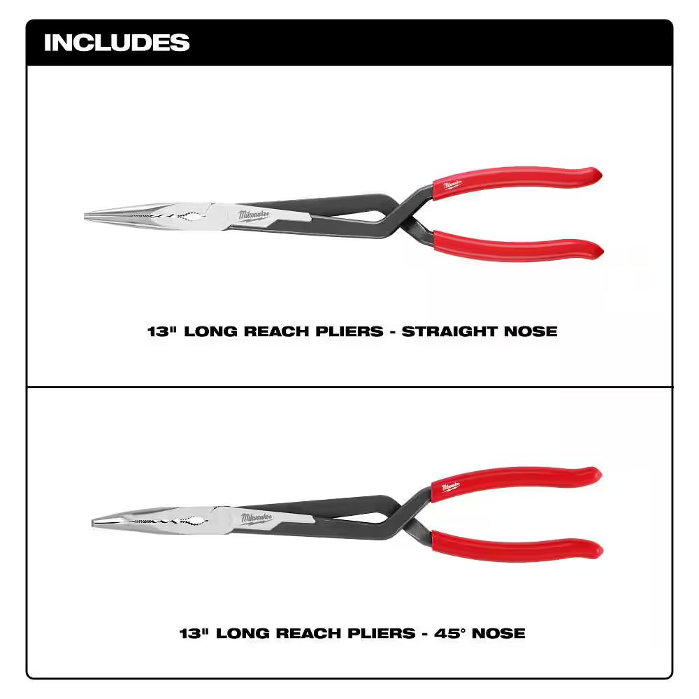 Long Needle Nose Pliers Set with Slip Resistant Grip (2-Piece)