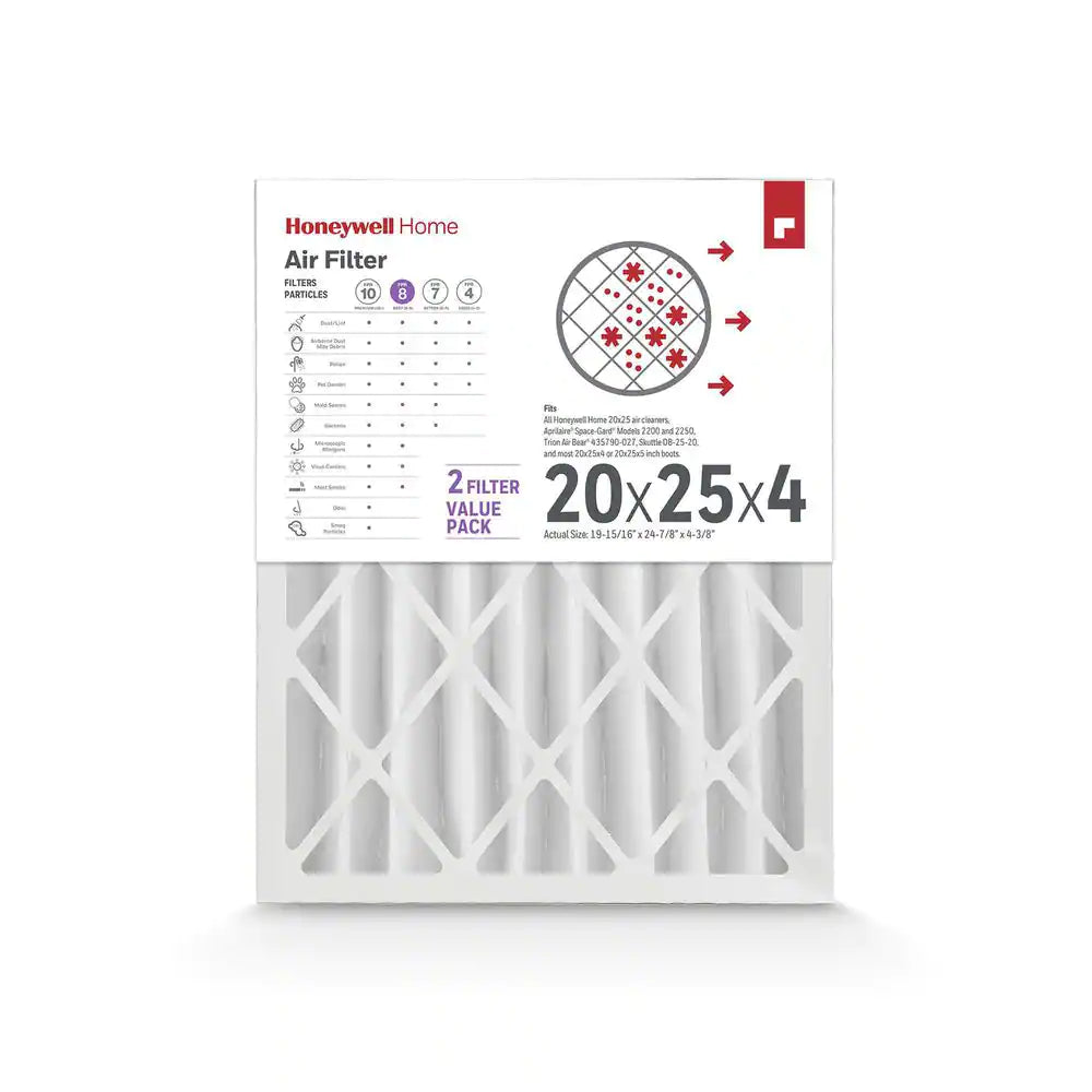 20 X 25 X 4 Pleated Furnace Air Filter FPR 8, MERV 8 (2-Pack)