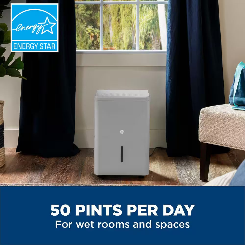 50-Pint Dehumidifier with Built-In Pump for Basement, Gara or Wet Rooms up to 4500 Sq. Ft. in Grey, ENERGY STAR