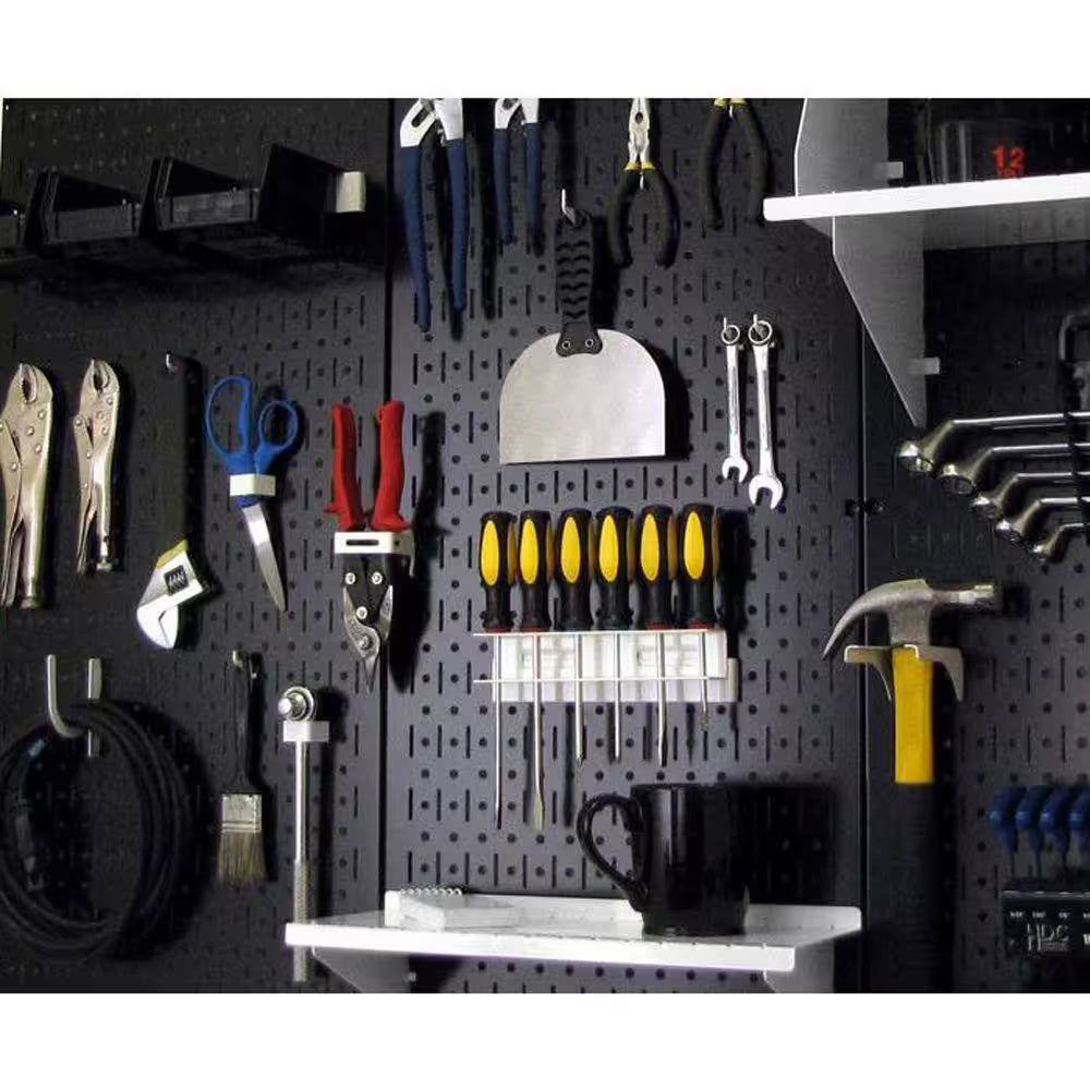 32 In. X 32 In. Overall Size Black Metal Pegboard Pack with Two 32 In. X 16 In. Pegboards