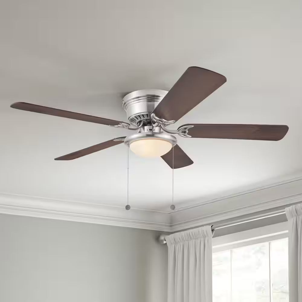 Hugger 52 In. LED Indoor Brushed Nickel Ceiling Fan with Light Kit