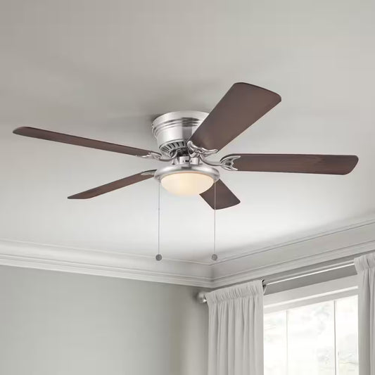Hugger 52 In. LED Indoor Brushed Nickel Ceiling Fan with Light Kit