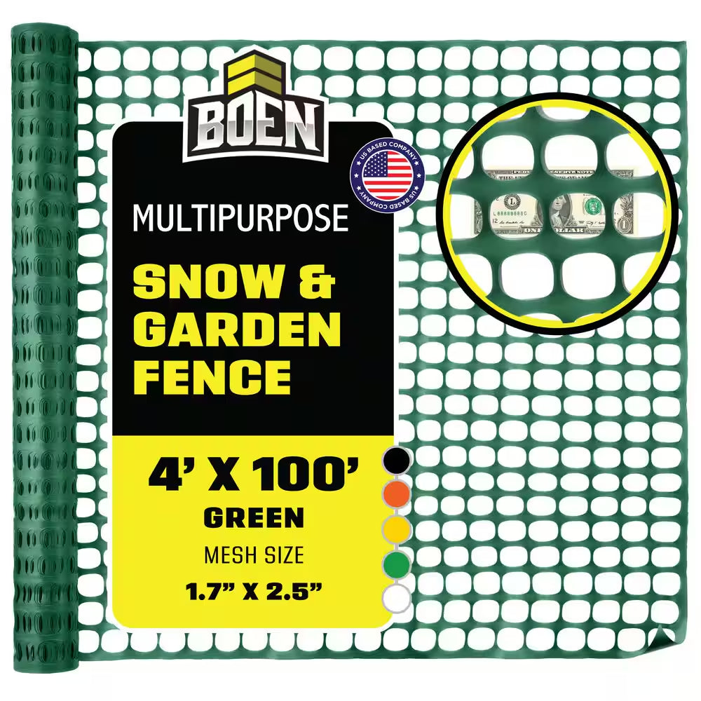 4 Ft. X 100 Ft. Green Construction Snow/Safety Barrier Fence