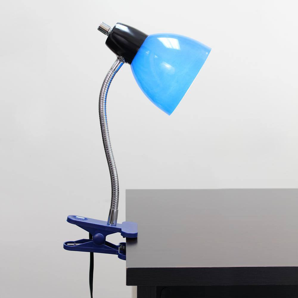 17 In. Blue Clip Lamp Light with Black Base