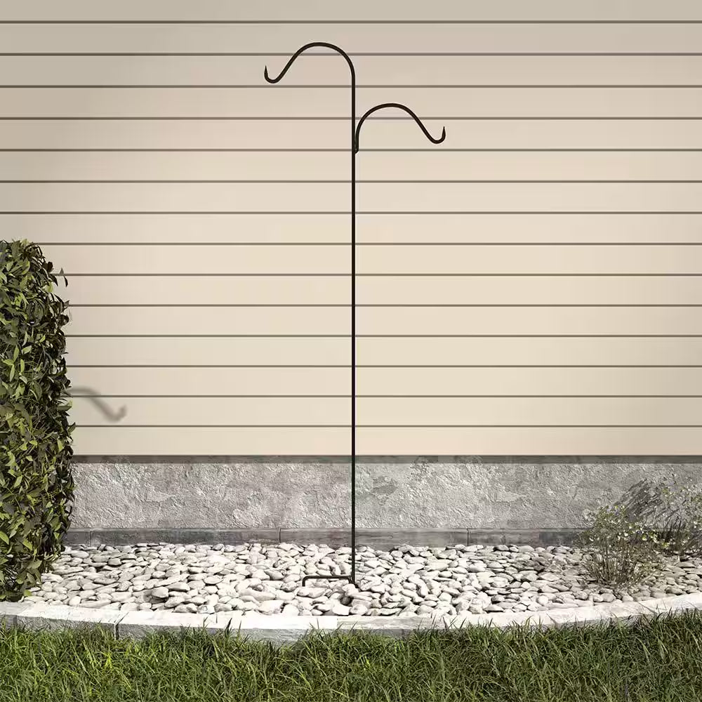 Fuchsia 84 In. Black Steel Double Shepherd Hook (15 Lbs. Max. Weight Capacity)