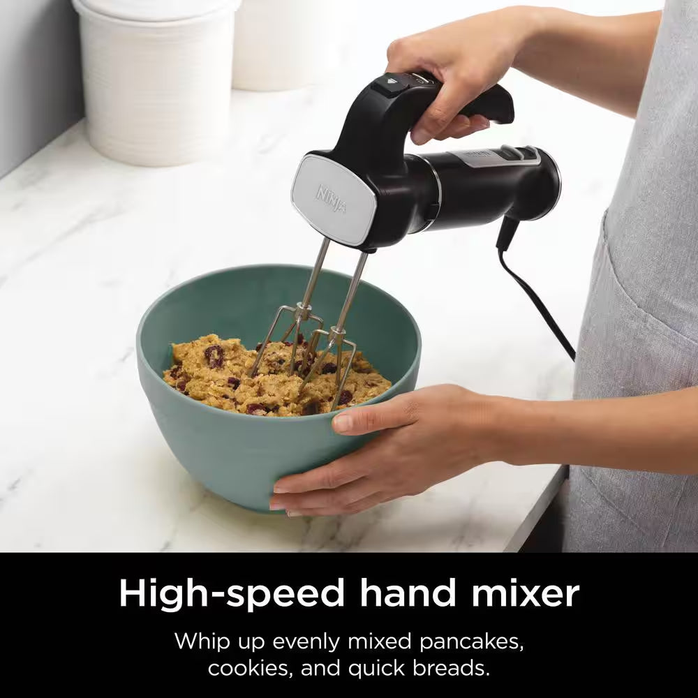 Foodi Power Mixer System, 5-Speed Black Immersion Blender and Hand Mixer