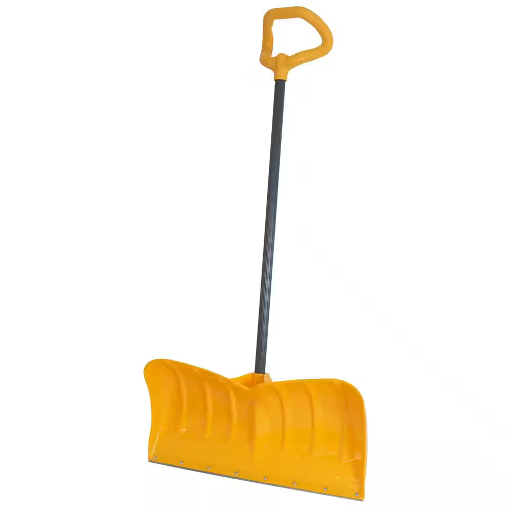 41.25 In. Handle Steel Snow Shovel and 26 In. Plastic Blade Versa Grip Combo and Pusher with Steel Strips