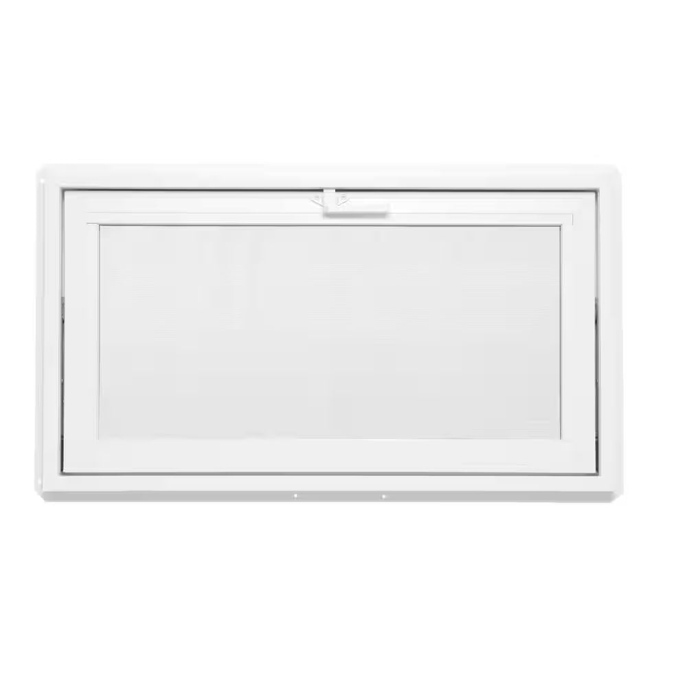 32.25 In. X 18.25 In. White Double-Pane Insulated Glass Hinged Vinyl Hopper Inswing Basement Window with Screen