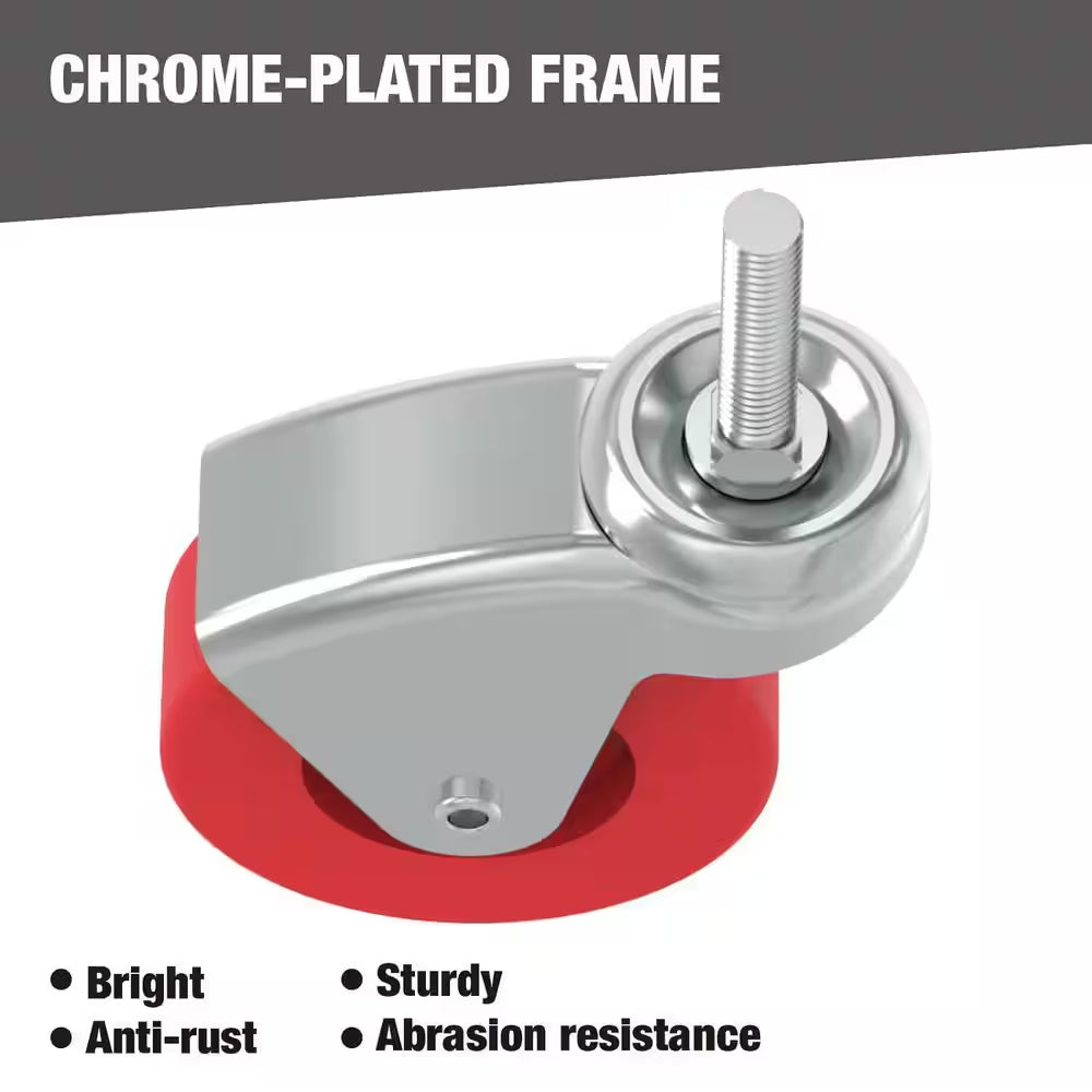 2.5 In. Caster Wheels Set of 6, Heavy Duty 360° Swivel Stem Casters of Garage Mechanics Chair or Creeper