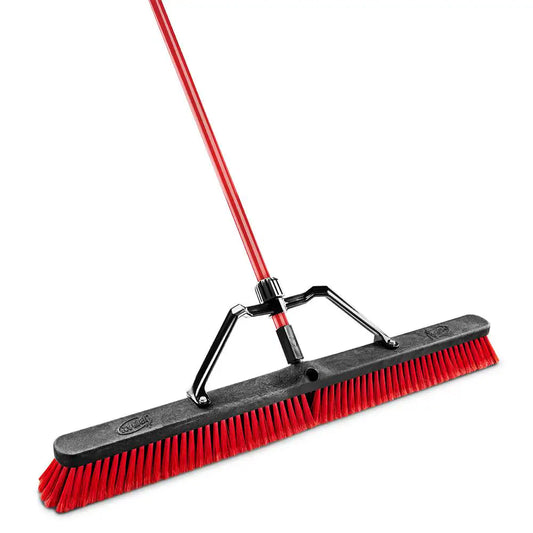 36 In. High Power Multi-Surface Push Broom Set with Brace and 60 In. Steel Handle