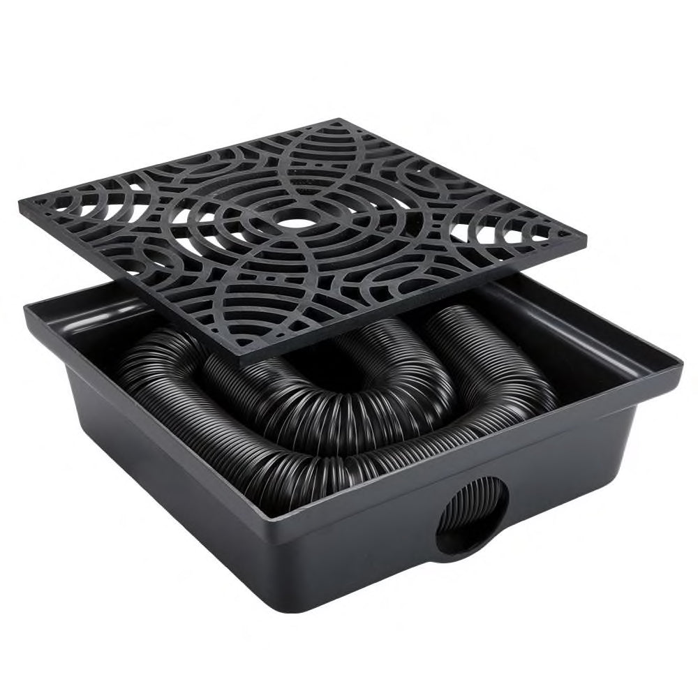 Stealth Drain 12 In. Black Vinyl Catch Basin Downspout Extension Kit