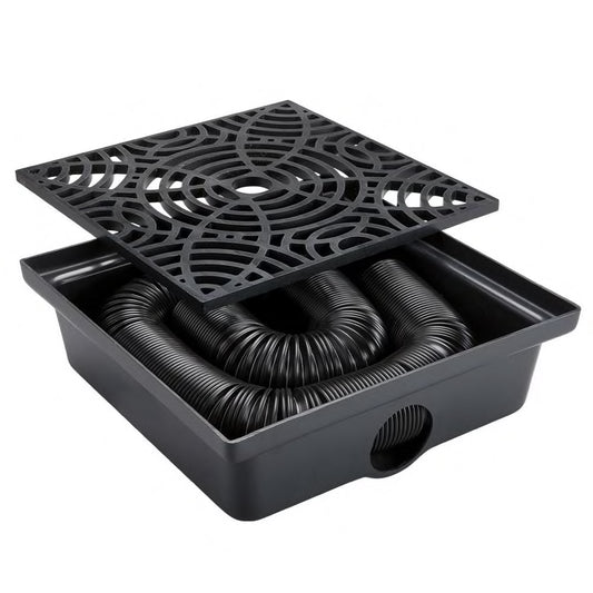 Stealth Drain 12 In. Black Vinyl Catch Basin Downspout Extension Kit