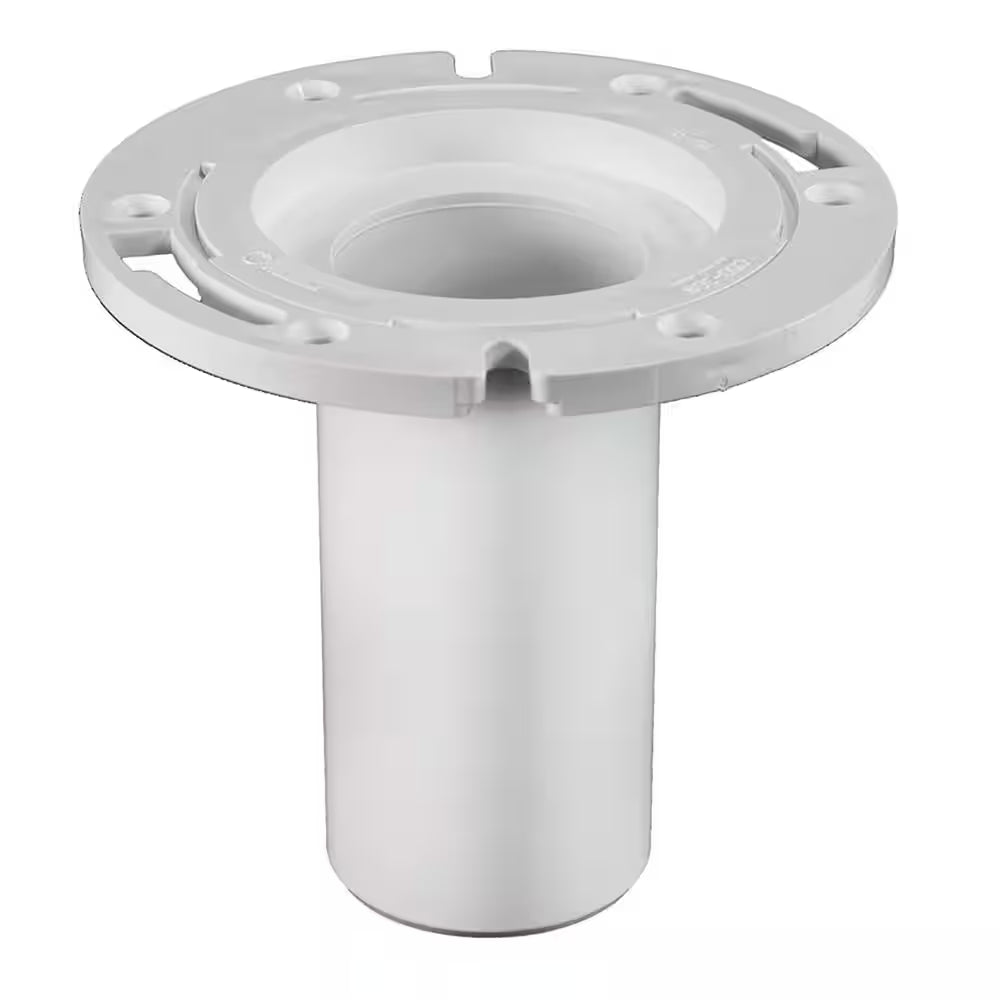 7 In. O.D. PVC Closet (Toilet) Flange with 6 In. Long Barrel and Plastic Adjustable Ring, Fits inside 3 In. Sch. 40 Pipe