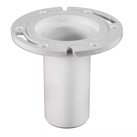 7 In. O.D. PVC Closet (Toilet) Flange with 6 In. Long Barrel and Plastic Adjustable Ring, Fits inside 3 In. Sch. 40 Pipe
