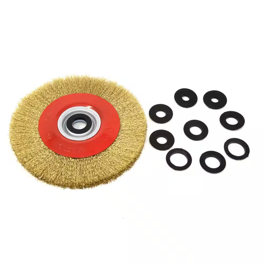 8 In. X 3/4 In. Crimped Steel Bench Wire Wheel with Arbor Adapters