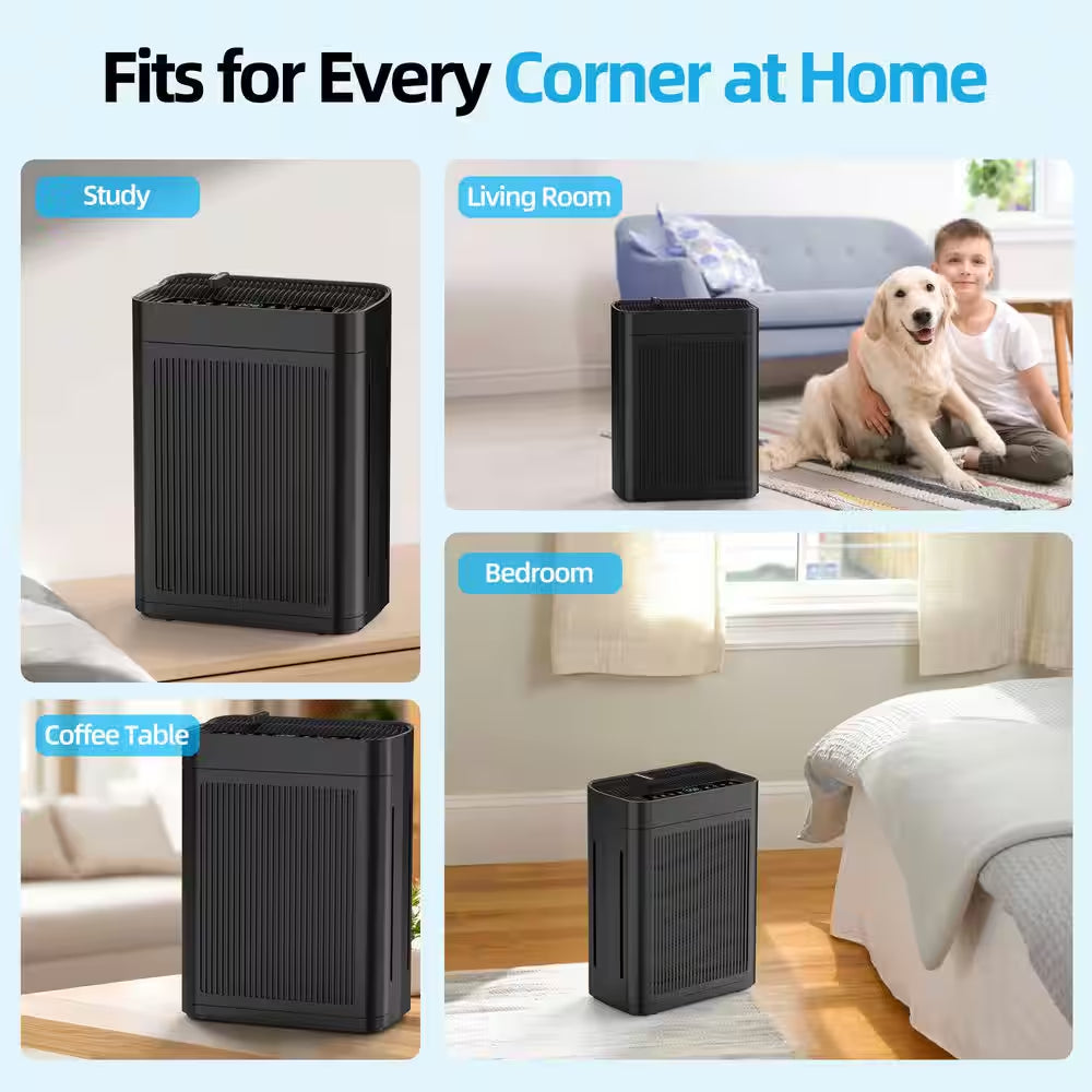 3000 Sq. Ft. Black HEPA Personal Room Air Purifier with Smart Controls and Whisper-Quiet, Air Quality Monitoring