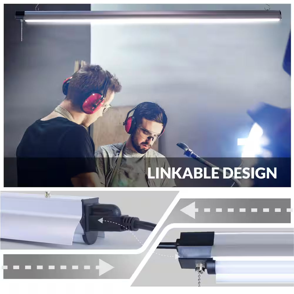 4 Ft. 250- Watt Equivalent Integrated LED Silver Shop Light 4000K, 55W, 5000 Lumens, Linkable