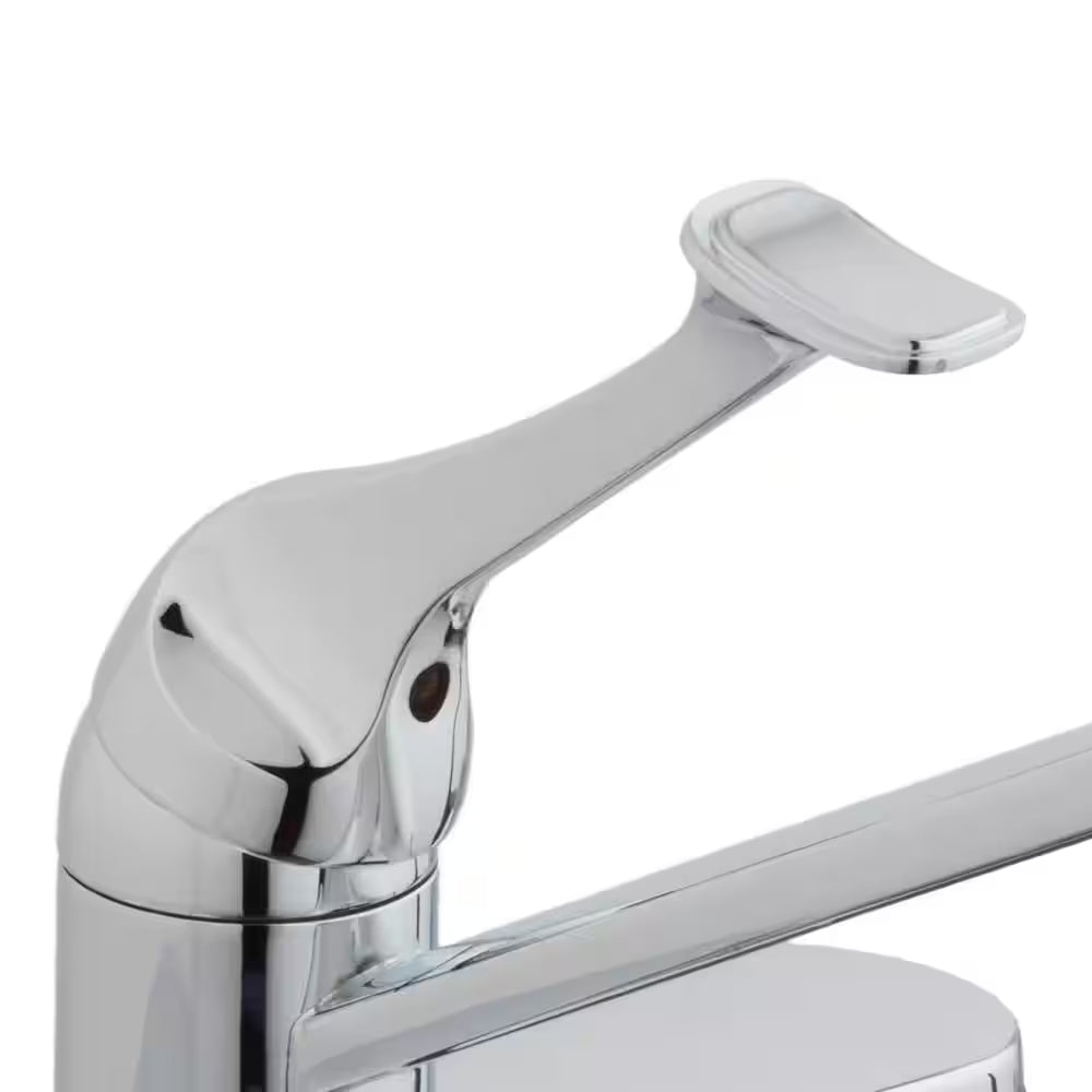 Single-Handle Standard Kitchen Faucet with White Side Sprayer in Polished Chrome