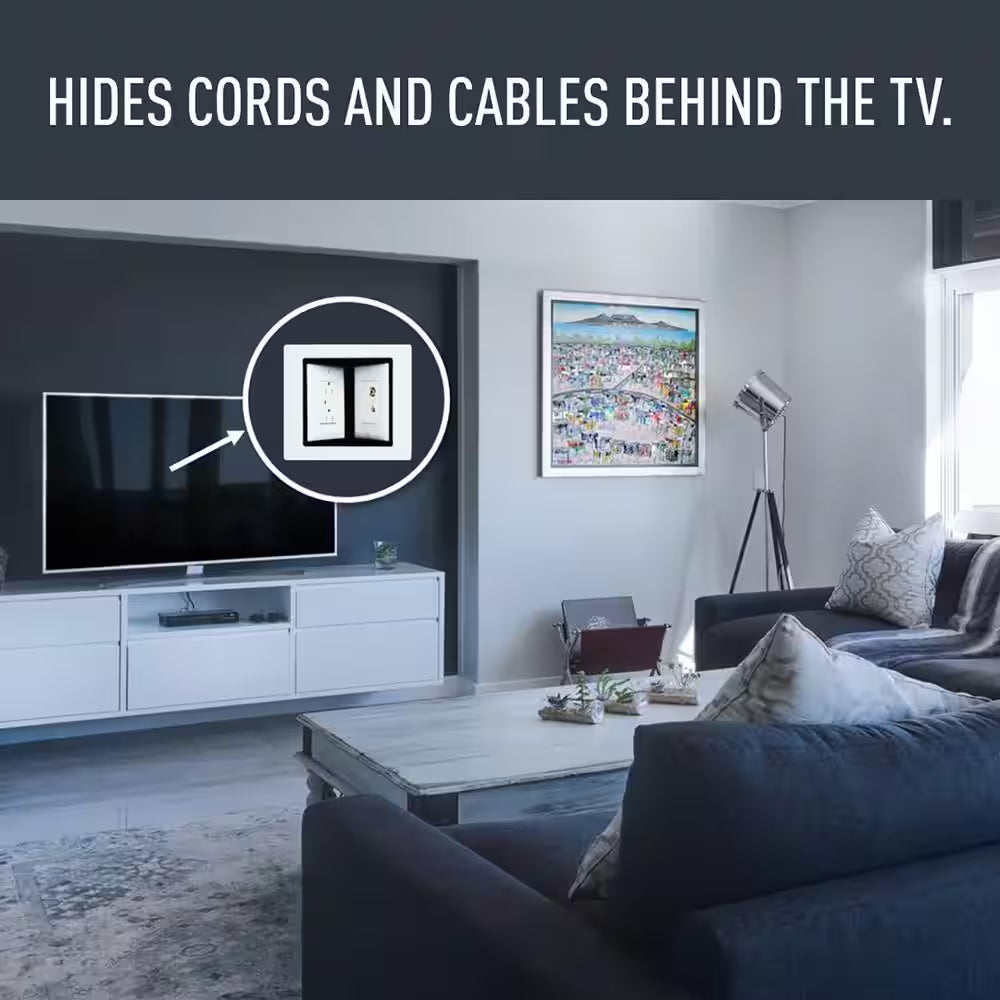 Pass & Seymour 2 Gang Recessed Steel Commercial TV Media Box , White