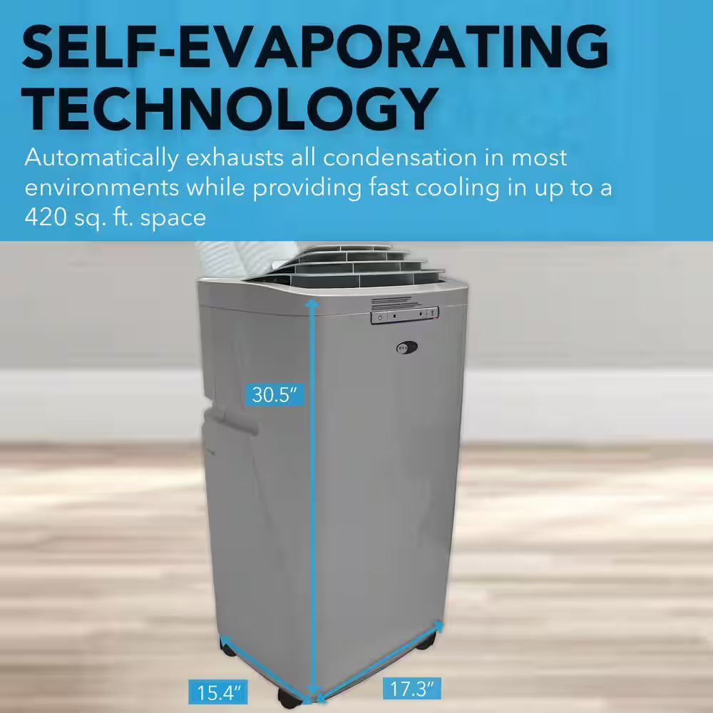 6,400 (DOE) BTU Portable Air Conditioner Cools 420 Sq. Ft., Dehumidifier, Remote and Carbon Filter in Gray