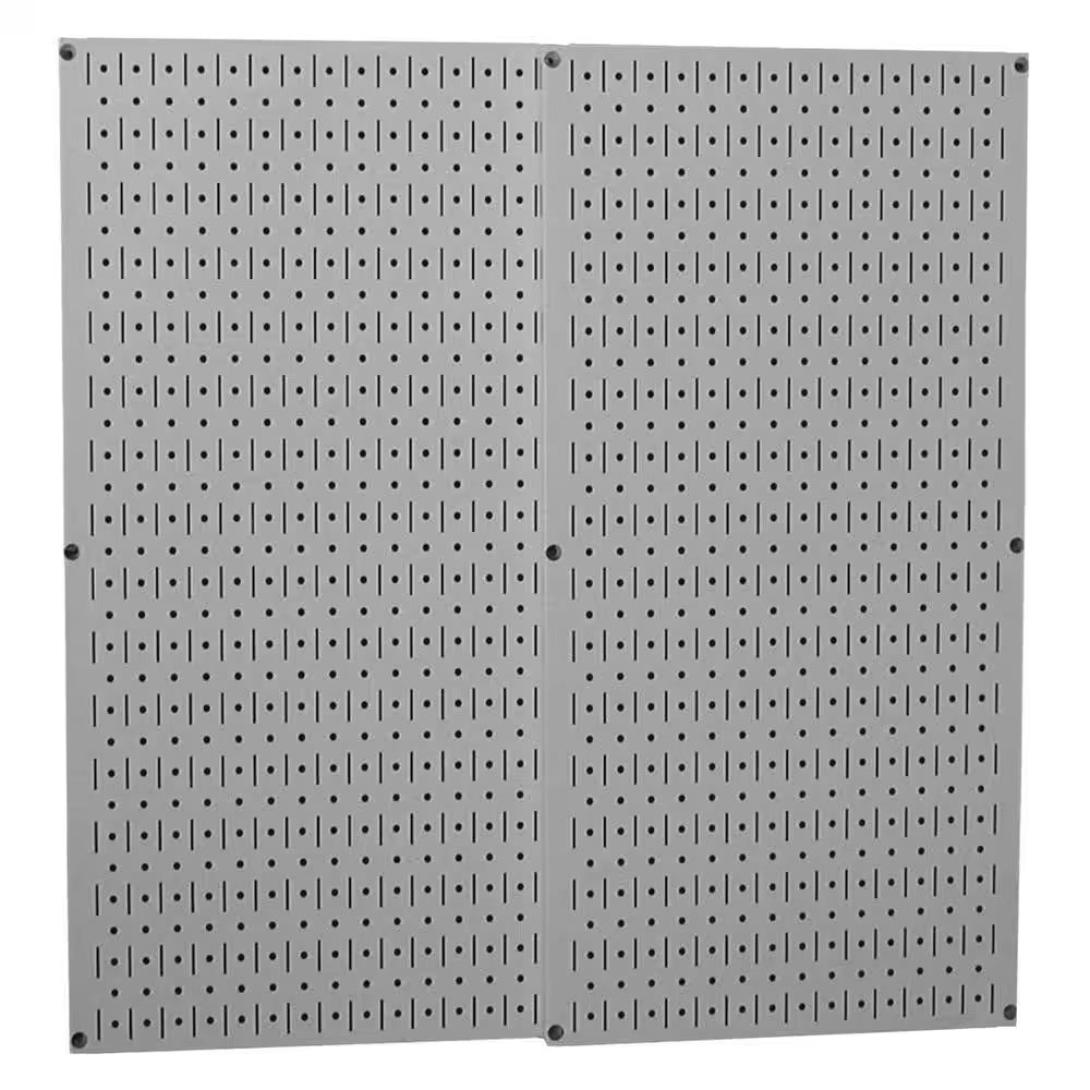 32 In. X 32 In. Overall Size Gray Metal Pegboard Pack with Two 32 In. X 16 In. Pegboards