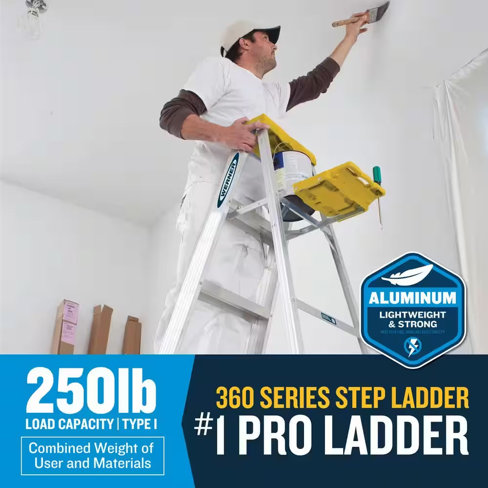 6 Ft. Aluminum Step Ladder (10 Ft. Reach Height) with 250 Lb. Load Capacity Type I Duty Rating