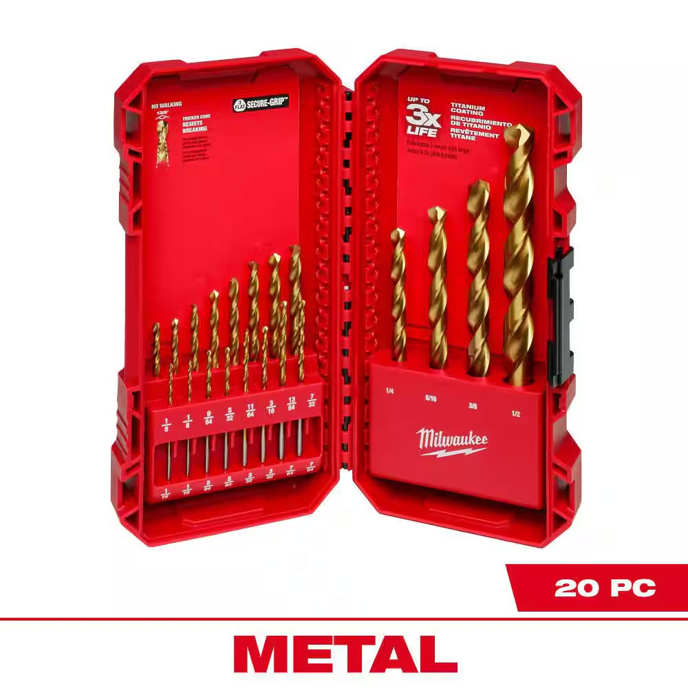Titanium Drill Bit Set (20-Piece)