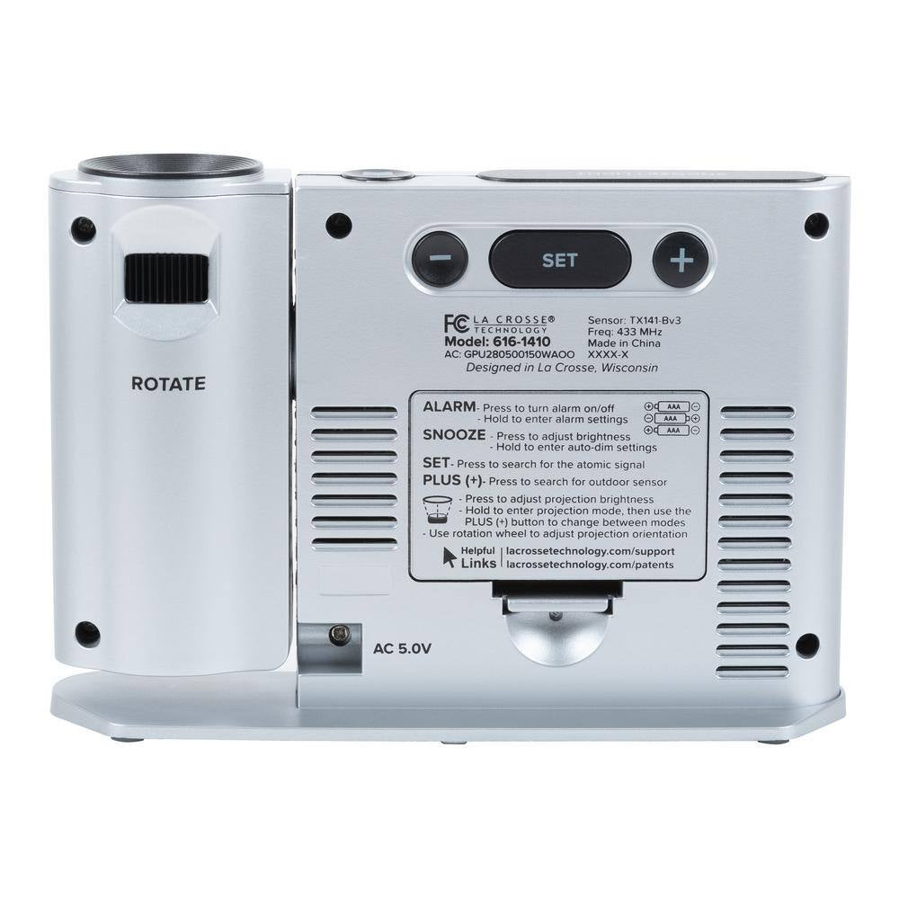 Silver Atomic Projection Alarm Clock with Temperature