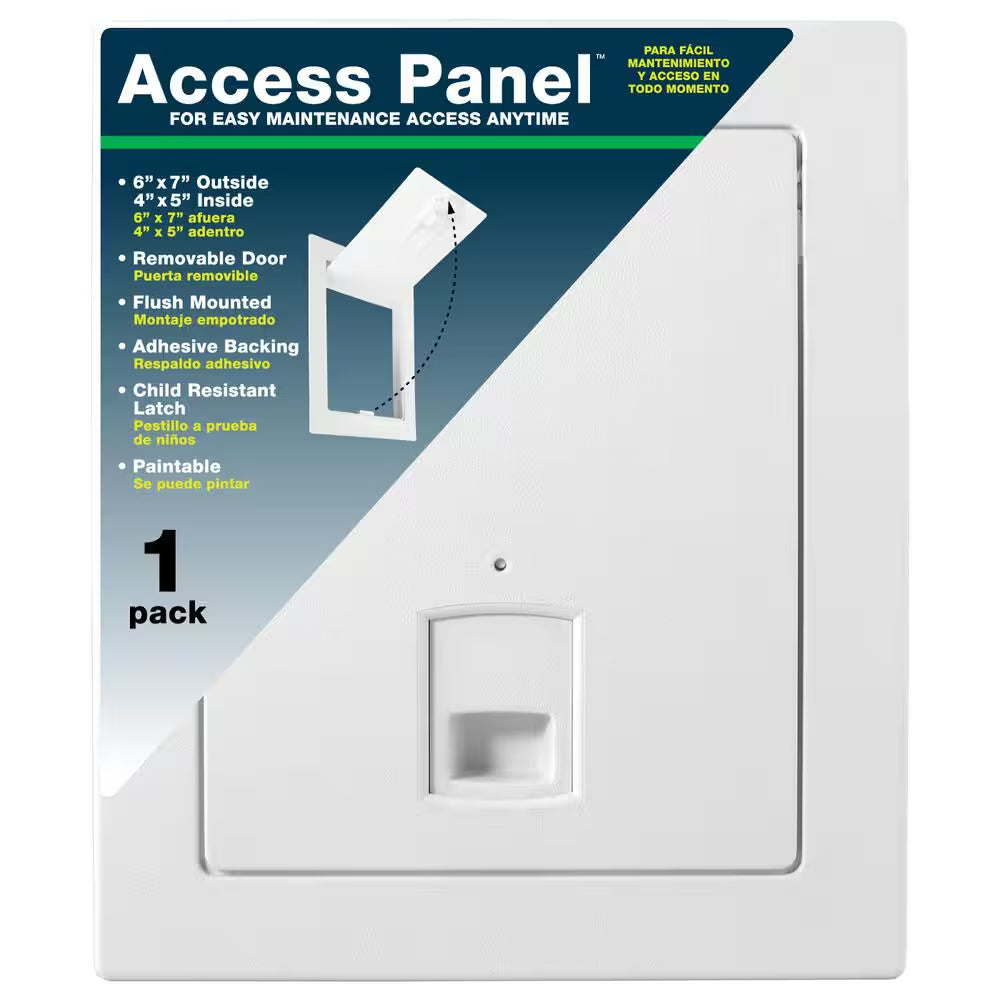 6 In. X 7 In. Easy Install Flush Mount Wall/Ceiling Plastic Access Door Panel with Frame and Child-Resistant Latch