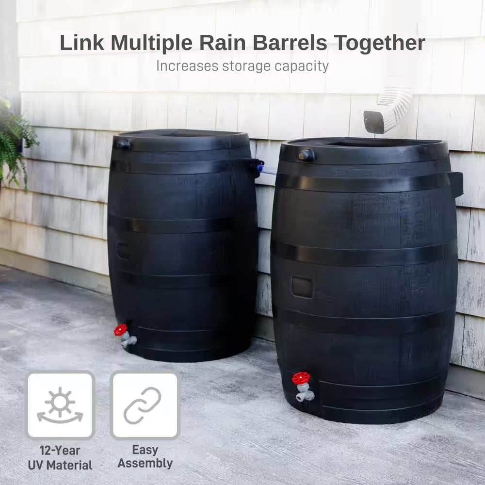 50 Gal. Rain Barrel Black Colour with Plastic Spigot