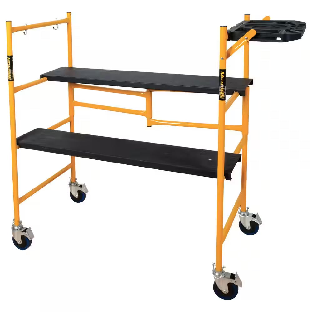 Jobsite Series Baker 4.1 Ft. H X 3.4 Ft. W X 1.8 Ft. D Mini Scaffold Platform with Wheels, Tool Shelf, 500 Lbs. Capacity