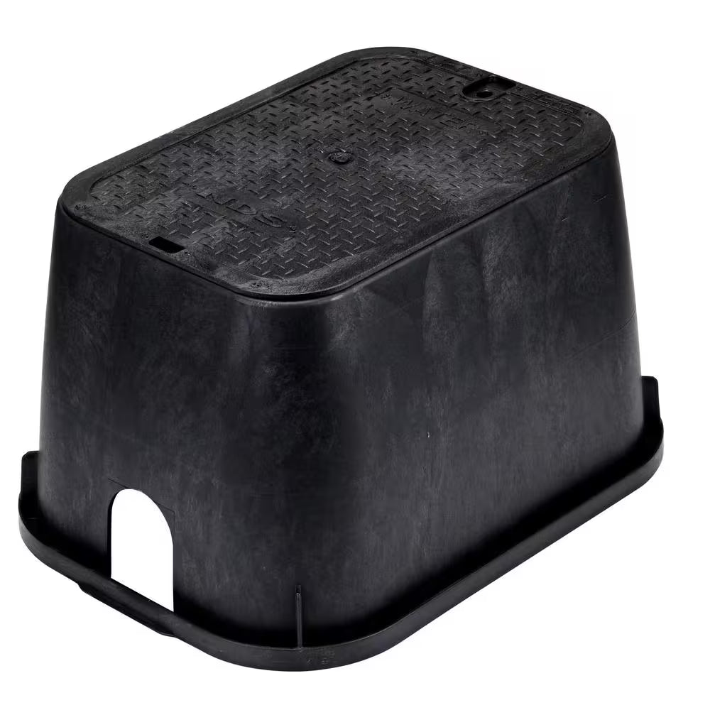 14 In. X 19 In. Rectangular Standard Series Valve Box & Cover, 12 In. Height, Black Box, Black Recycled Water Cover