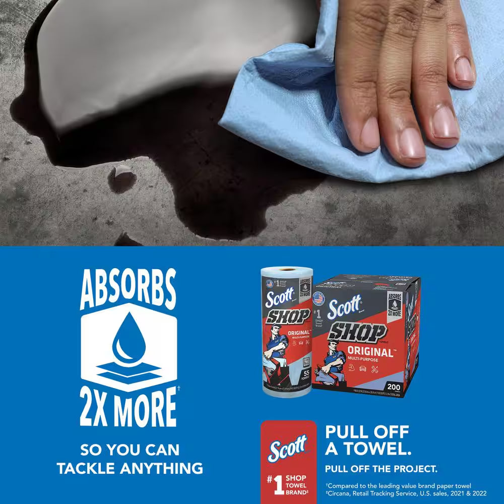 Blue Pop-Up Box Shop Towels (200/Box)