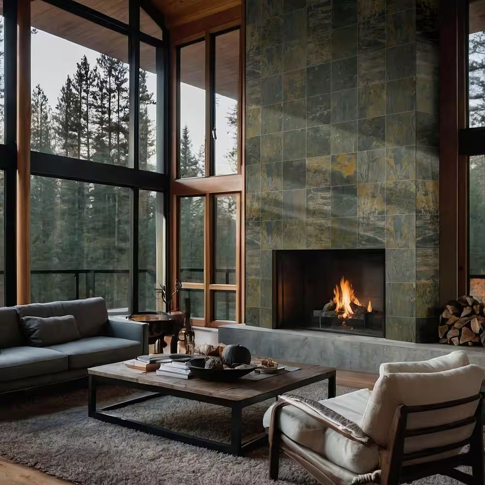 Rustique Earth Gauged Natural Slate Square Tile 12 In. X 12 In., Floor and Wall (10 Sq. Ft./Case)