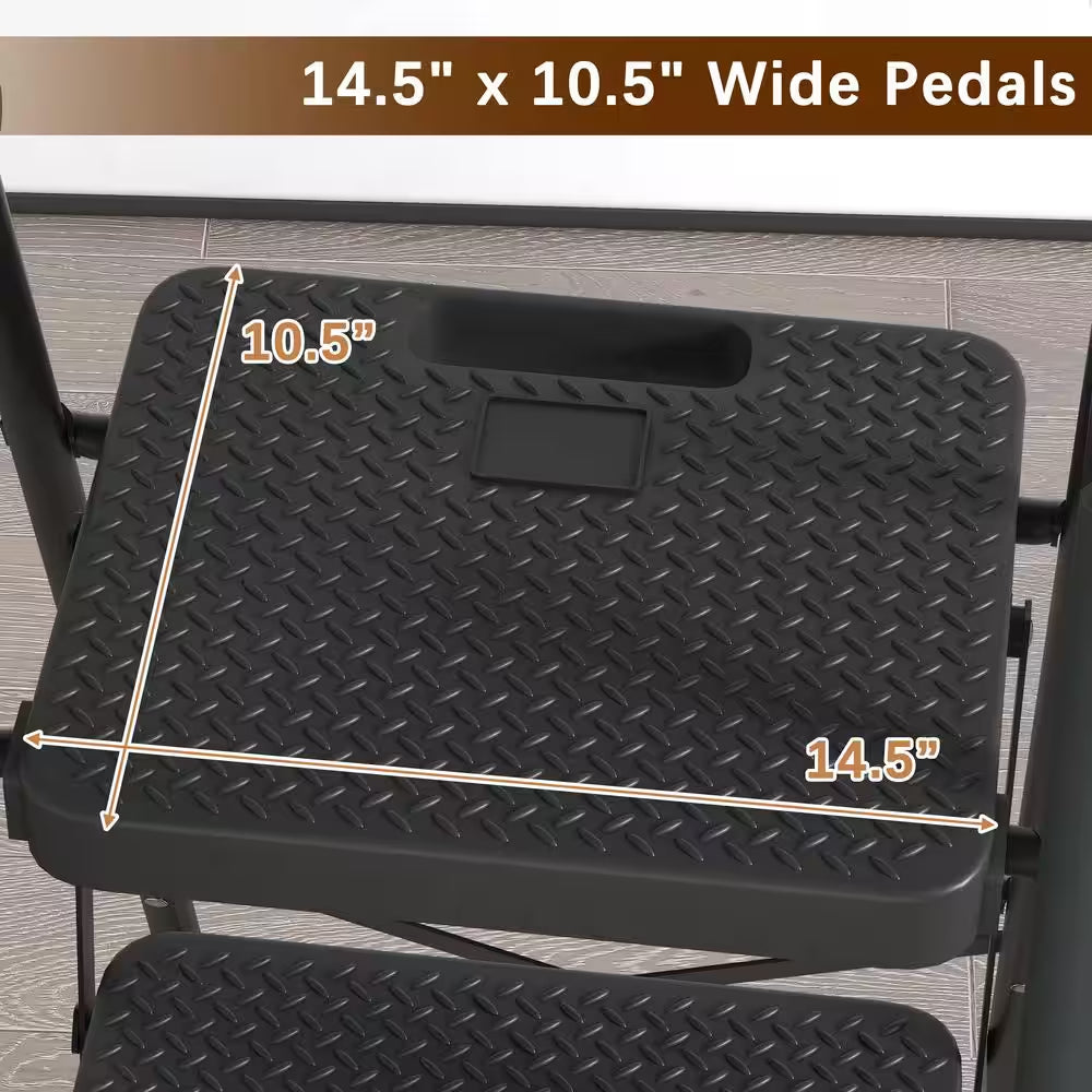5.5 Ft. Reach Folding 5-Step Steel Ladder,Step Stool with Handrails,Tool Plateform,Non-Slip Wide Pedal, 330 Lbs.Capacity