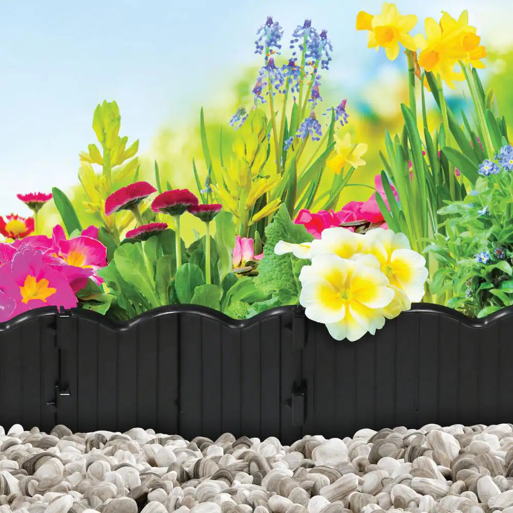 Border Master 20 Ft. Recycled Plastic Poundable Landscape Lawn Edging with Connectors Black