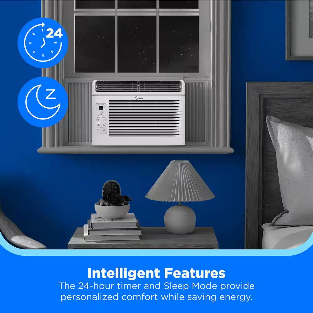 6,000 BTU Window AC Cools up to 250 Sq. Ft. with Remote, Sleep Mode, Timer, Drain Hose and Wi-Fi in White