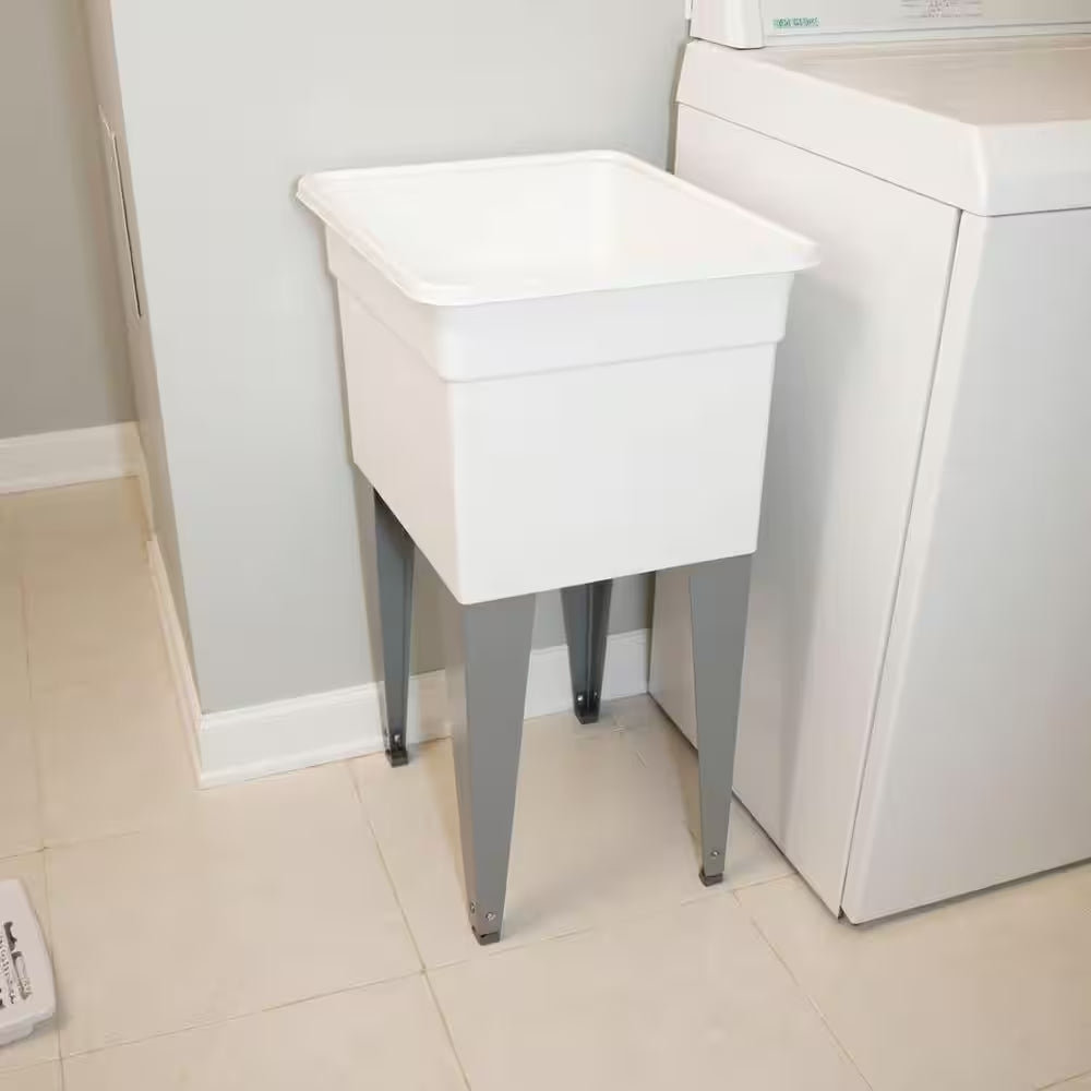18 In. X 24 In. Plastic Utilatub Single Laundry Tub in White