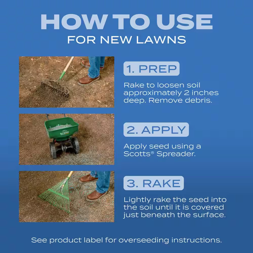 Turf Builder 5.6 Lbs. Grass Seed Sun & Shade Mix with Fertilizer and Soil Improver Thrives in a Variety of Conditions