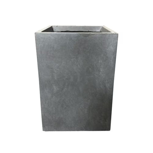 Small 13 In. Tall Slate Gray Lightweight Concrete Square Outdoor Planter